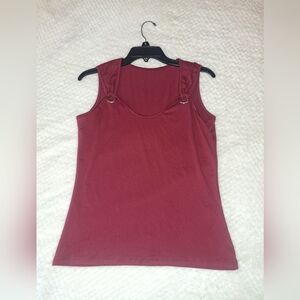 SHEIN Burgundy Tank Top with Ring Detail